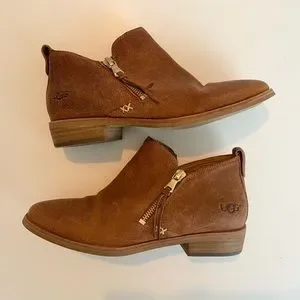 UGG Shoes Ugg Glee Leather Ankle Bootie Camel Brown Size 7